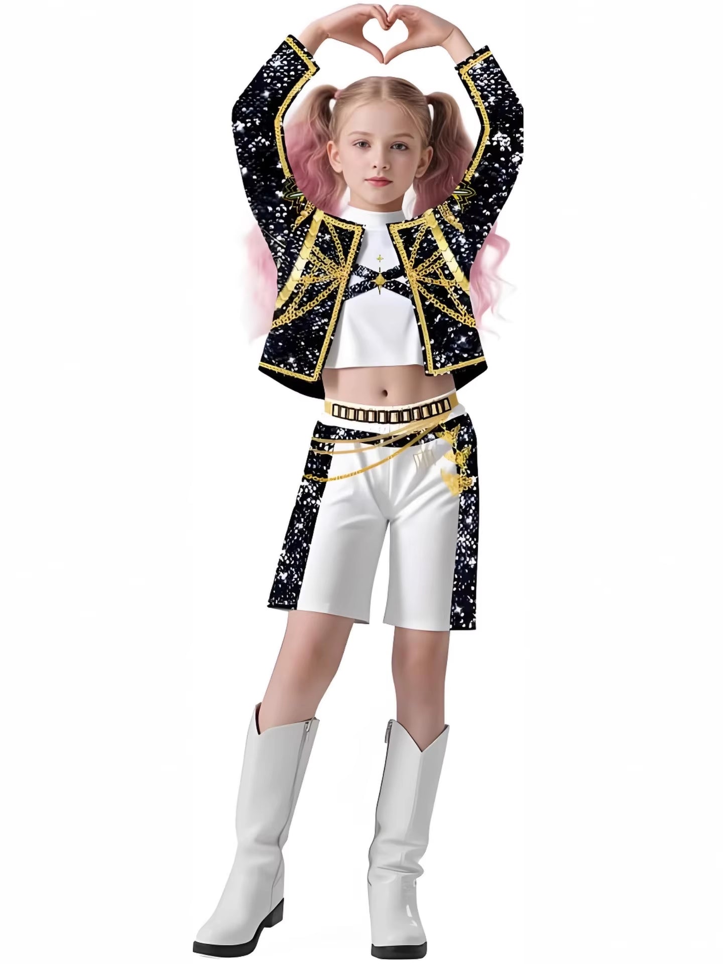 Children Girls Movie Kpop Mira Cosplay Costume Print Demon Hunters Zoey Rumi Cosplay Carnival Show Clothes Kids Girl Huntrix Set